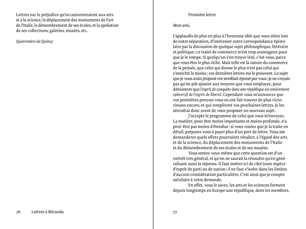 Lettres à Miranda Éditions Macula
