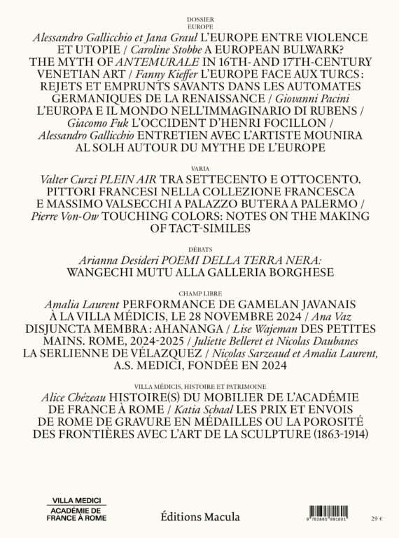 Studiolo, n° 21 – Dossier « Europe », dirigé par Alessandro Gallicchio et Jana Graul Éditions Macula
