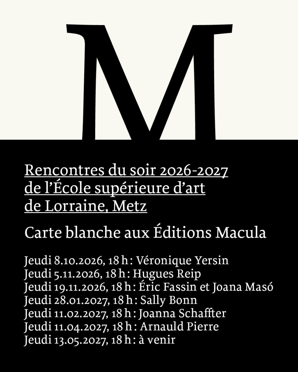 Rencontre à Metz avec Véronique Yersin : "Éditions Macula, 50 ans d'histoire", jeudi 8 octobre 2026, 18h Éditions Macula